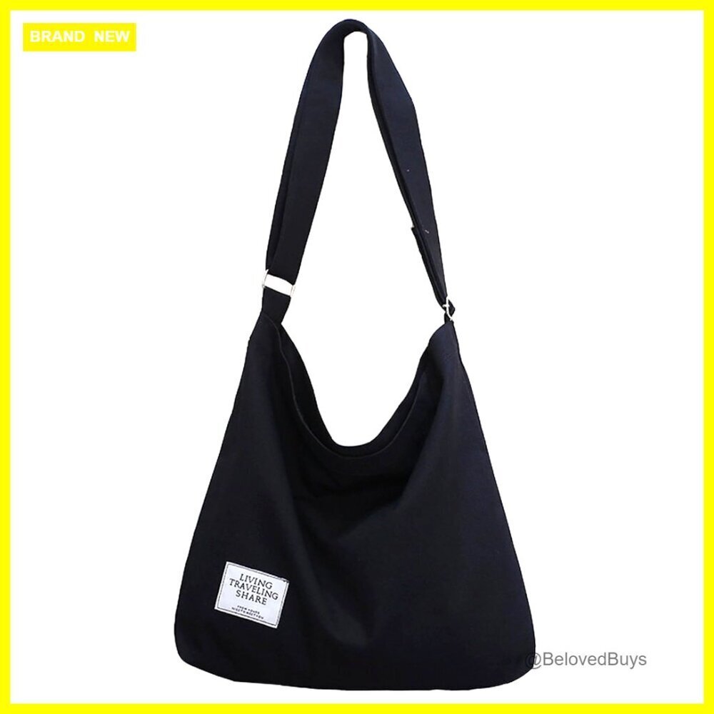 Large Canvas Hobo Tote Shoulder Crossbody Bag Adjustable Strap Casual